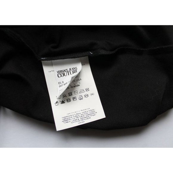 Versace Jeans Couture Flock Printed T-Shirt Black Size Large - Picture 9 of 9